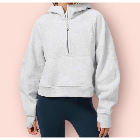 lululemon athletica Tops - Lululemon Scuba Oversized 1/2 Zip Hoodie in Heathered Core Ultra Light Grey